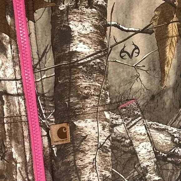 Carhartt Realtree Camo Quilted Vest Pink Girls Size XS 6 PREOWNED - Picture 5 of 10